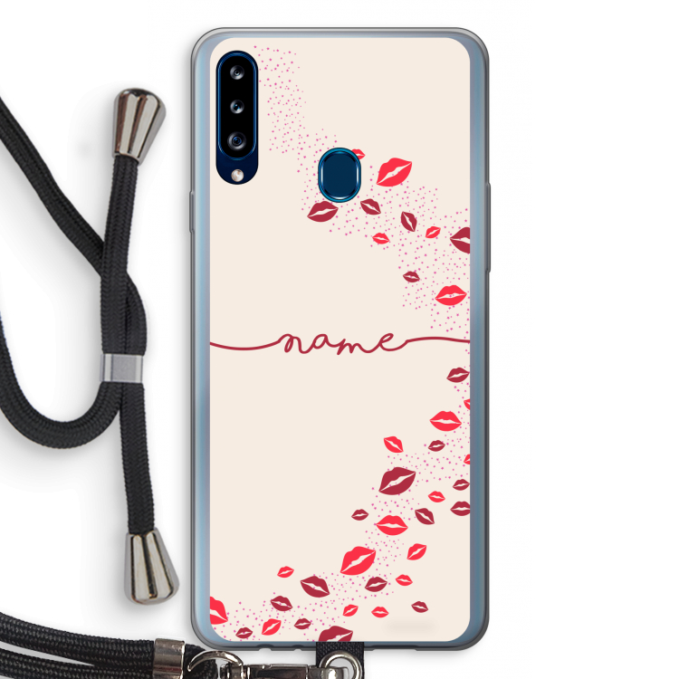 Kusjes: Samsung Galaxy A20s Transparant Hoesje met koord