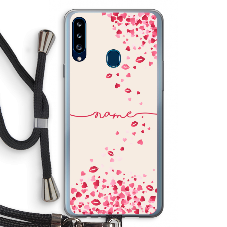 Hartjes en kusjes: Samsung Galaxy A20s Transparant Hoesje met koord