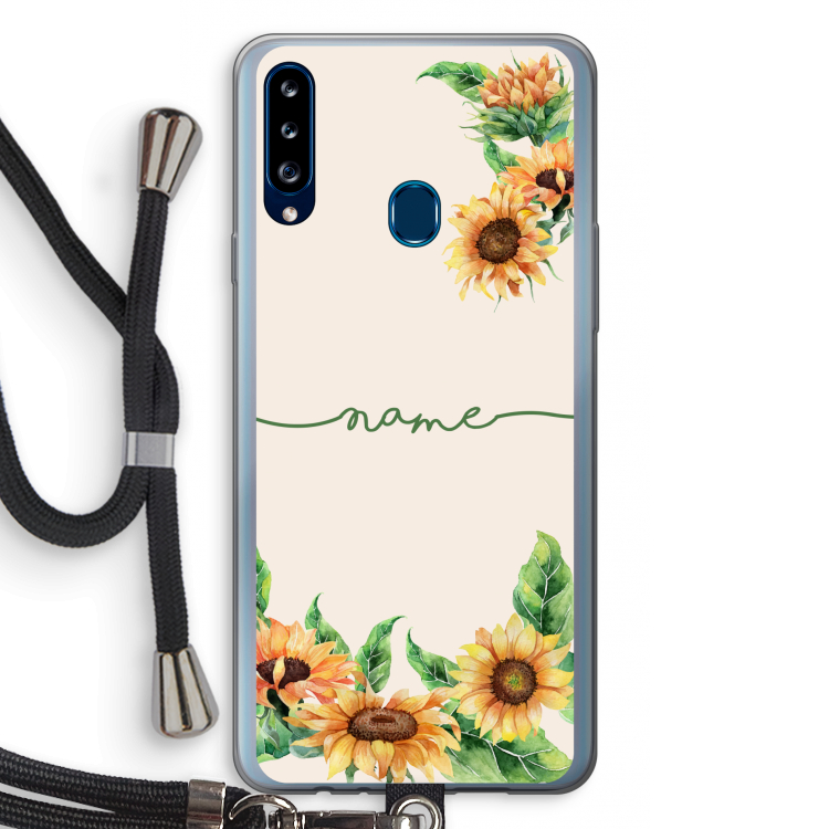 Zonnebloemen: Samsung Galaxy A20s Transparant Hoesje met koord