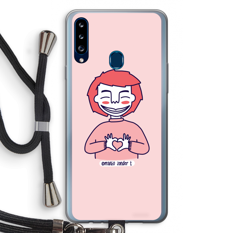 Hartje: Samsung Galaxy A20s Transparant Hoesje met koord