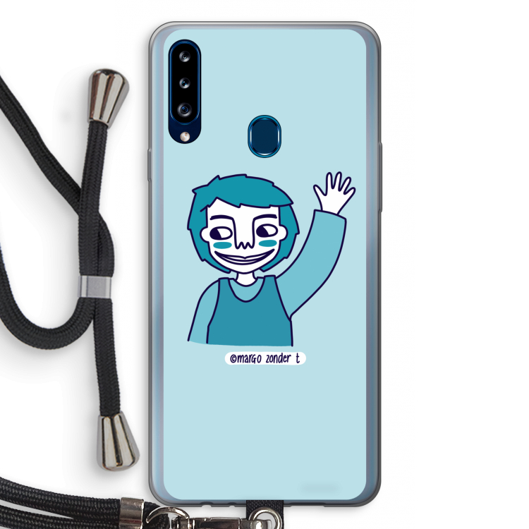 Zwaai: Samsung Galaxy A20s Transparant Hoesje met koord