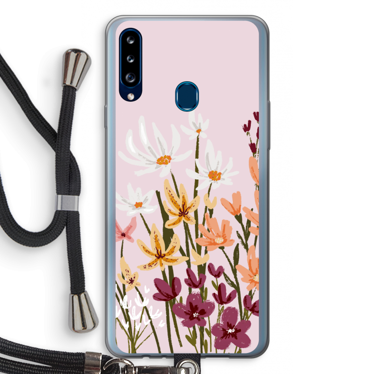 Painted wildflowers: Samsung Galaxy A20s Transparant Hoesje met koord