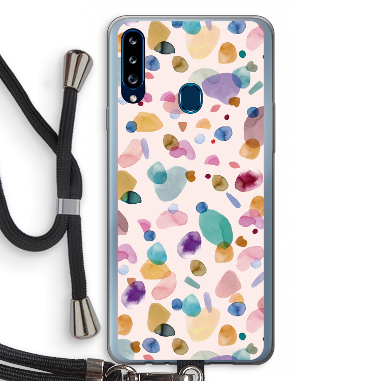 Terrazzo Memphis Pink: Samsung Galaxy A20s Transparant Hoesje met koord