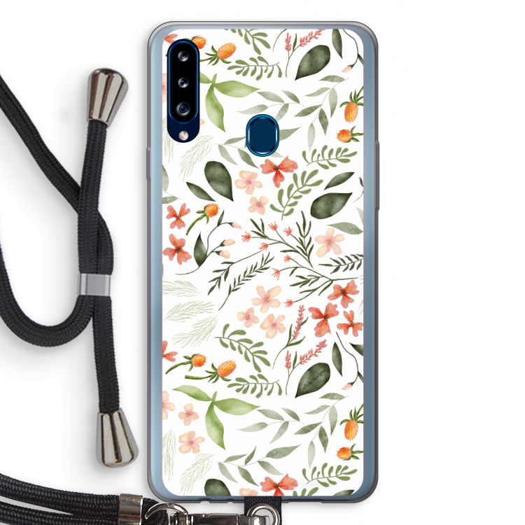Sweet little flowers: Samsung Galaxy A20s Transparant Hoesje met koord