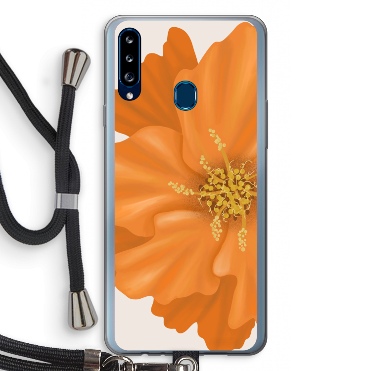 Orange Ellila flower: Samsung Galaxy A20s Transparant Hoesje met koord