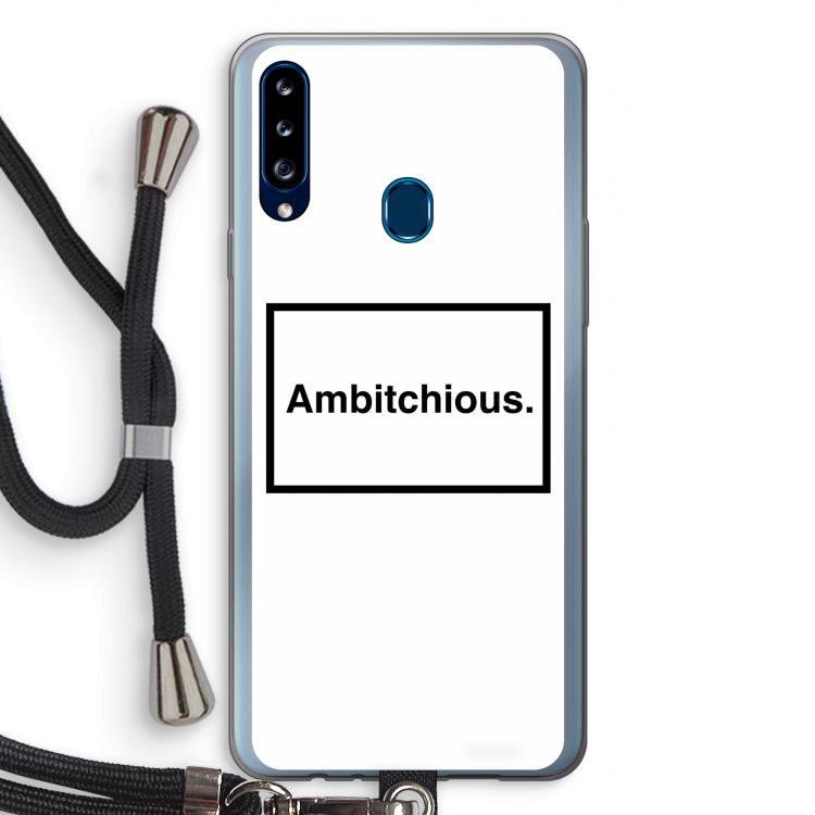 Ambitchious: Samsung Galaxy A20s Transparant Hoesje met koord
