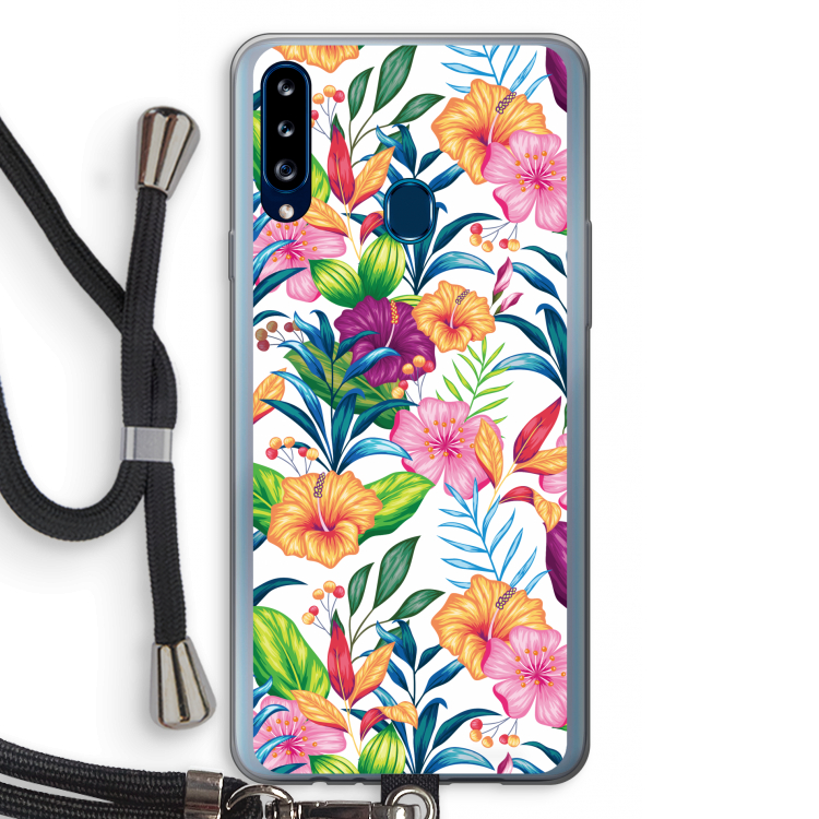 Tropisch 2: Samsung Galaxy A20s Transparant Hoesje met koord