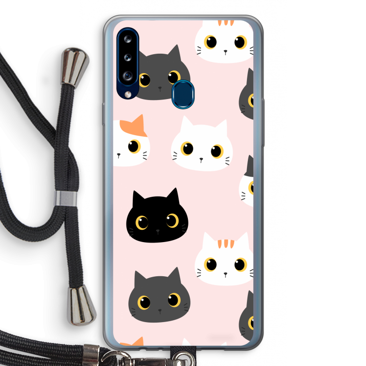 Katten: Samsung Galaxy A20s Transparant Hoesje met koord