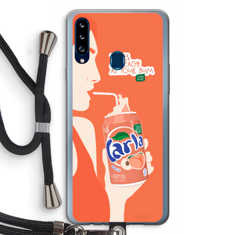 Peach please!: Samsung Galaxy A20s Transparant Hoesje met koord