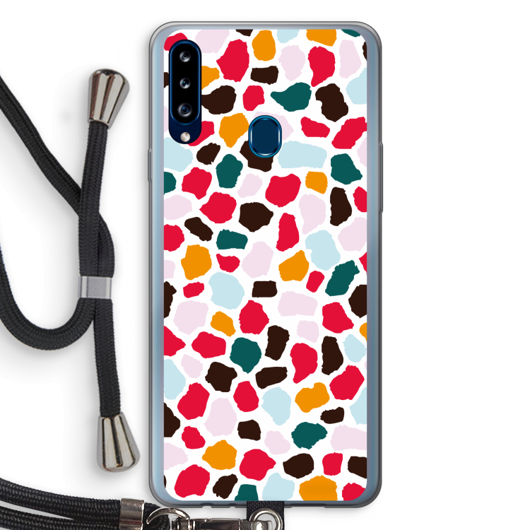 Colored Giraffe: Samsung Galaxy A20s Transparant Hoesje met koord