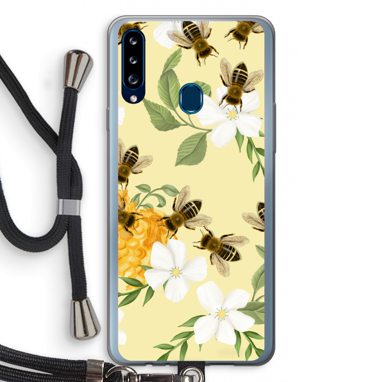 No flowers without bees: Samsung Galaxy A20s Transparant Hoesje met koord