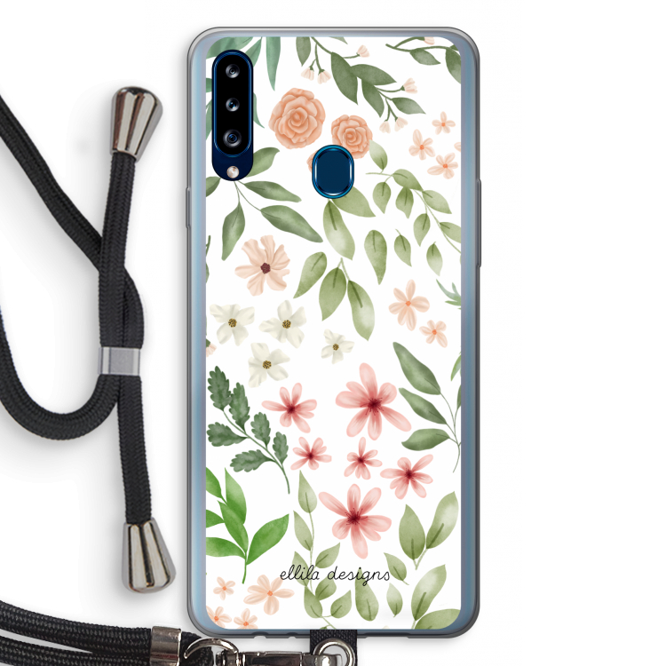 Botanical sweet flower heaven: Samsung Galaxy A20s Transparant Hoesje met koord