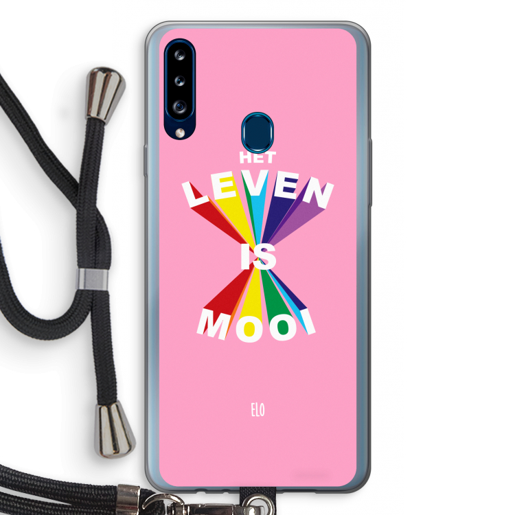 Het Leven Is Mooi: Samsung Galaxy A20s Transparant Hoesje met koord