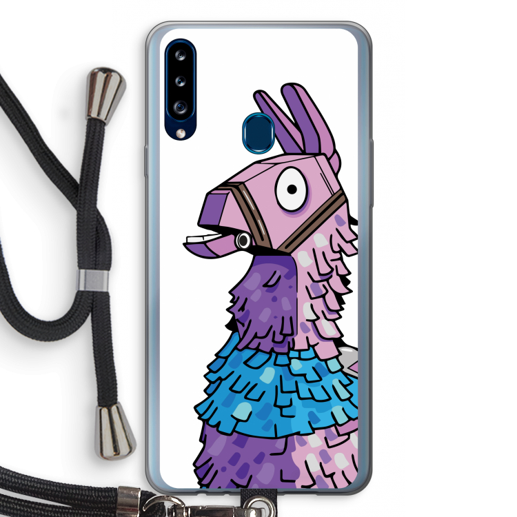 Lama: Samsung Galaxy A20s Transparant Hoesje met koord