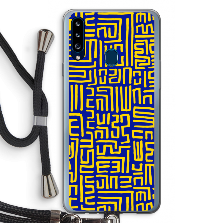 Majorelle Blue Print: Samsung Galaxy A20s Transparant Hoesje met koord