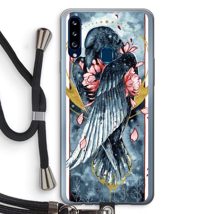 Golden Raven: Samsung Galaxy A20s Transparant Hoesje met koord