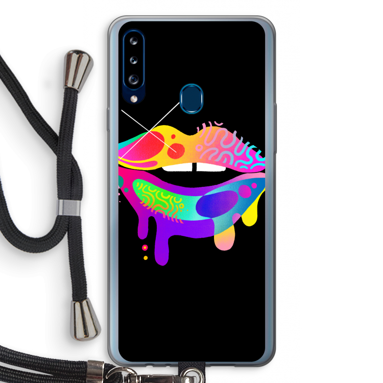 Lip Palette: Samsung Galaxy A20s Transparant Hoesje met koord