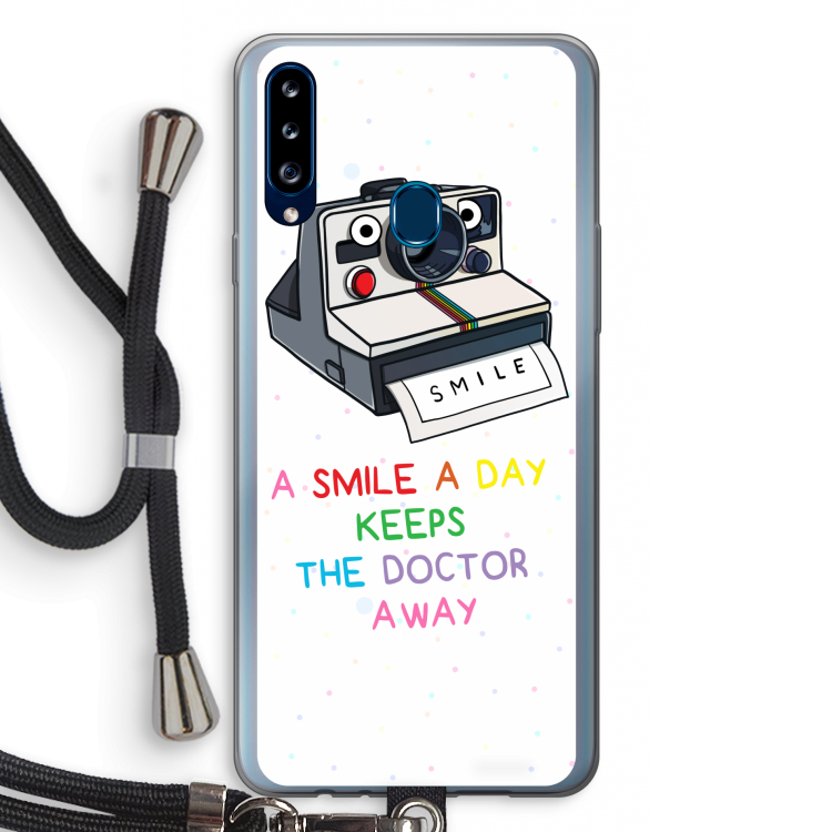 Smile: Samsung Galaxy A20s Transparant Hoesje met koord