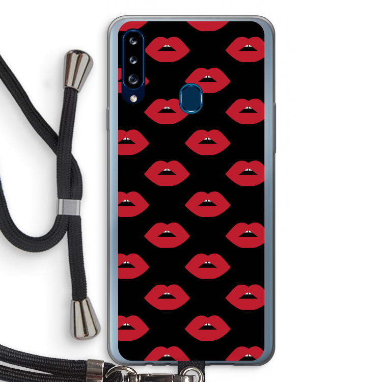 Lips: Samsung Galaxy A20s Transparant Hoesje met koord