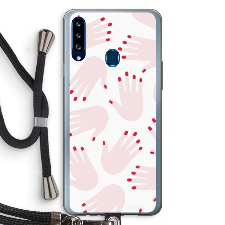 Hands pink: Samsung Galaxy A20s Transparant Hoesje met koord