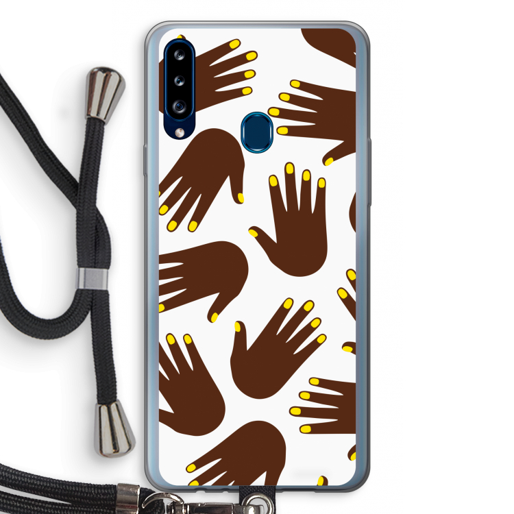 Hands dark: Samsung Galaxy A20s Transparant Hoesje met koord