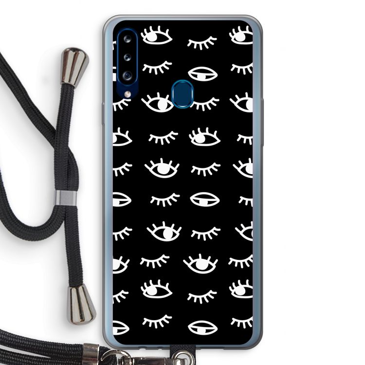 Eye pattern #3: Samsung Galaxy A20s Transparant Hoesje met koord