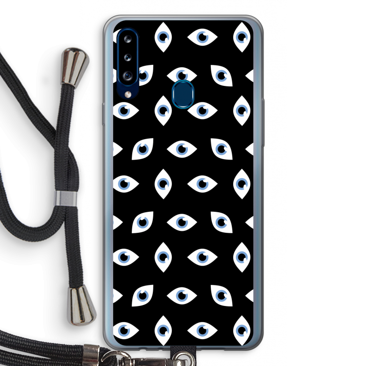 Eyes pattern: Samsung Galaxy A20s Transparant Hoesje met koord