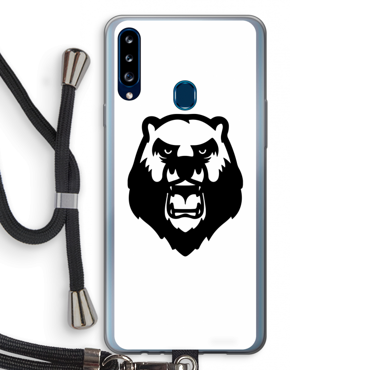 Angry Bear (white): Samsung Galaxy A20s Transparant Hoesje met koord