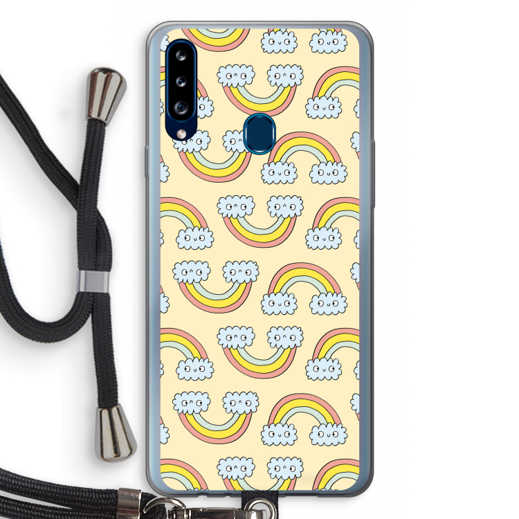 Regenboog: Samsung Galaxy A20s Transparant Hoesje met koord