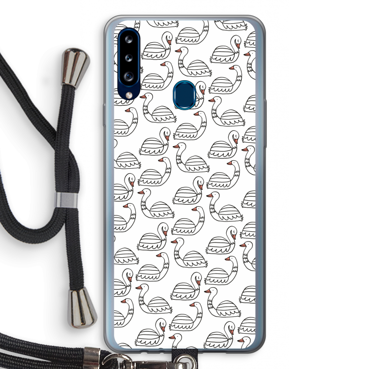 Zwanen: Samsung Galaxy A20s Transparant Hoesje met koord