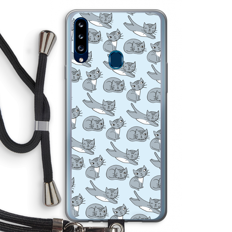 Poezen: Samsung Galaxy A20s Transparant Hoesje met koord