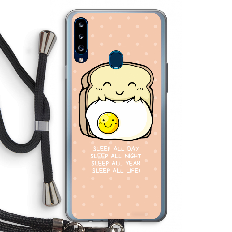 Sleep All Day: Samsung Galaxy A20s Transparant Hoesje met koord