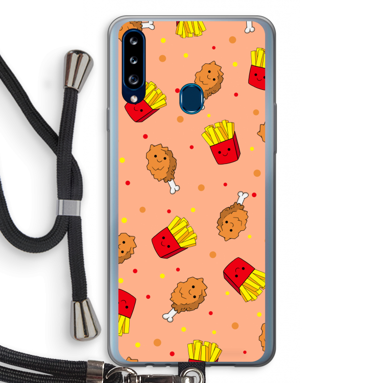 Chicken 'n Fries: Samsung Galaxy A20s Transparant Hoesje met koord