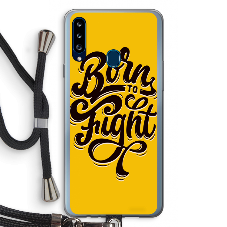 Born to Fight: Samsung Galaxy A20s Transparant Hoesje met koord