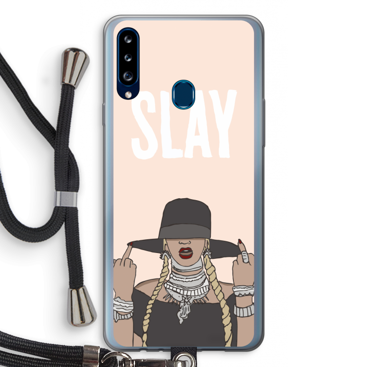 Slay All Day: Samsung Galaxy A20s Transparant Hoesje met koord