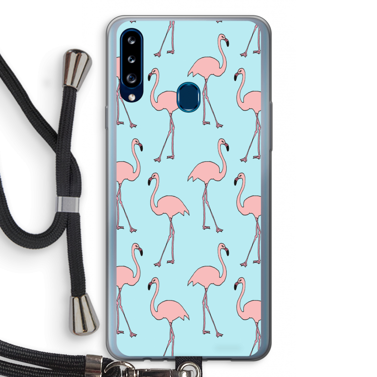 Anything Flamingoes: Samsung Galaxy A20s Transparant Hoesje met koord