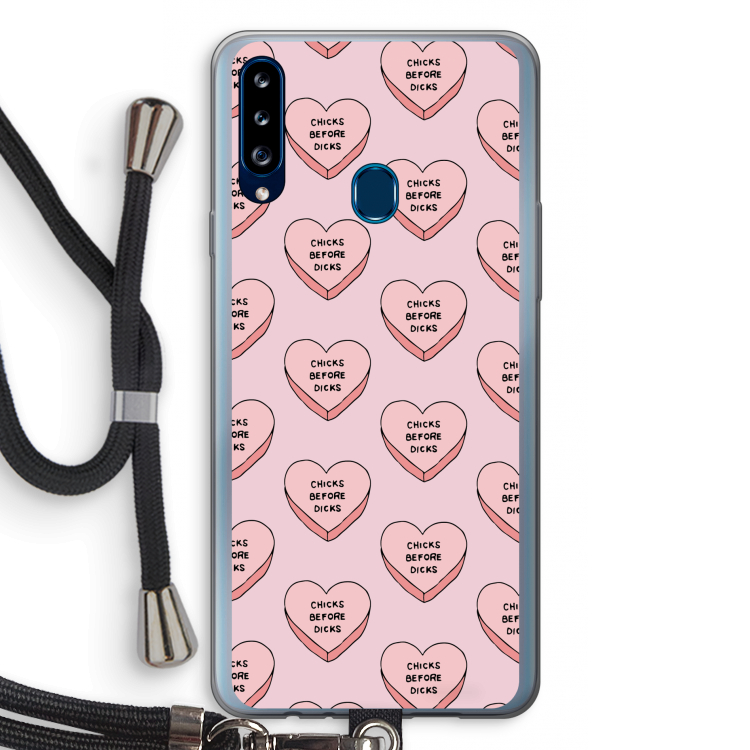 Chicks before dicks: Samsung Galaxy A20s Transparant Hoesje met koord