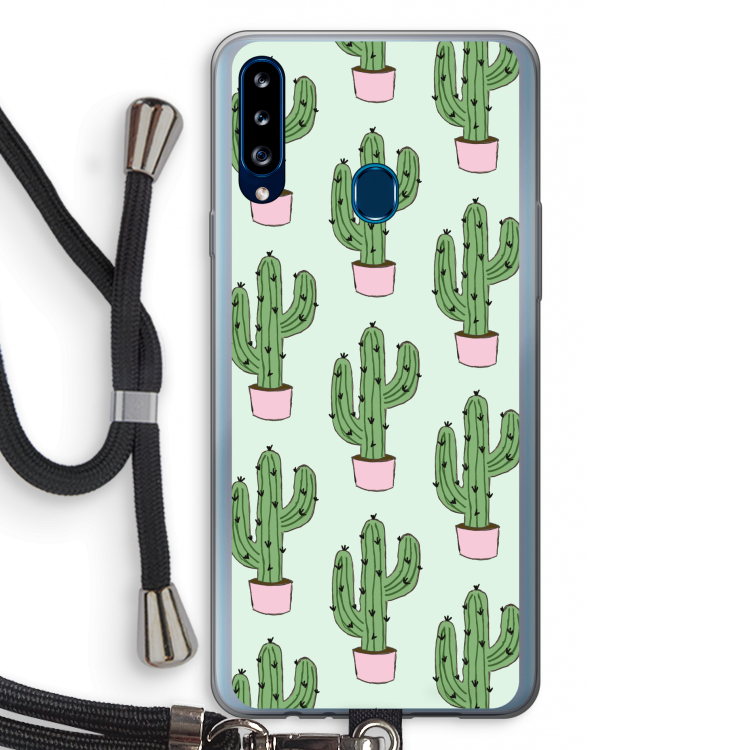 Cactus Lover: Samsung Galaxy A20s Transparant Hoesje met koord