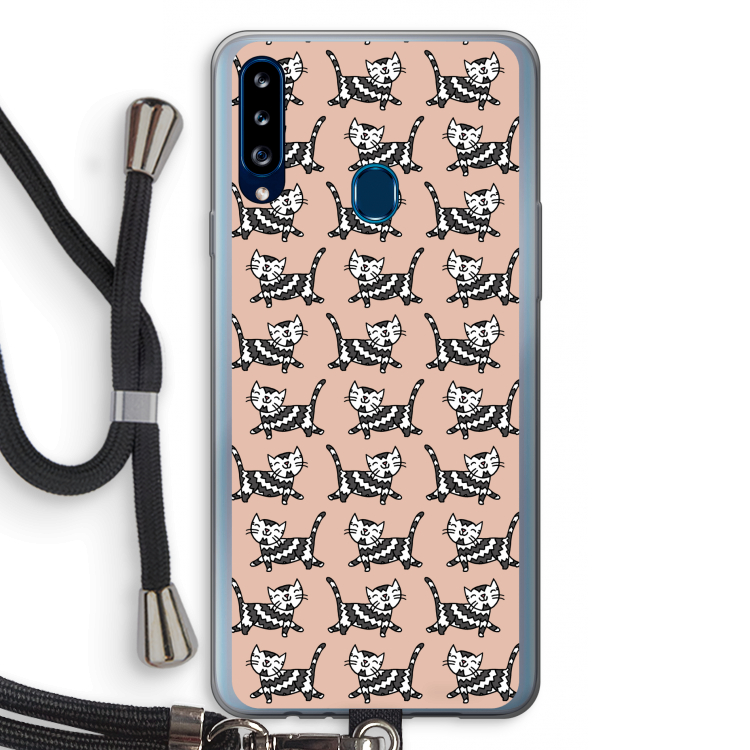 Zwarte poes: Samsung Galaxy A20s Transparant Hoesje met koord