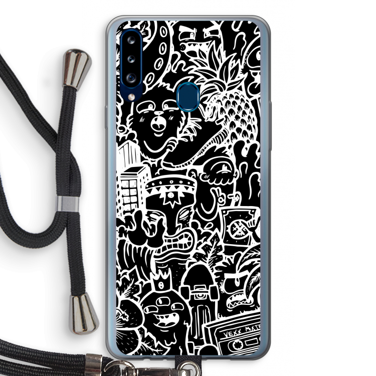 Vexx Black Mixtape: Samsung Galaxy A20s Transparant Hoesje met koord