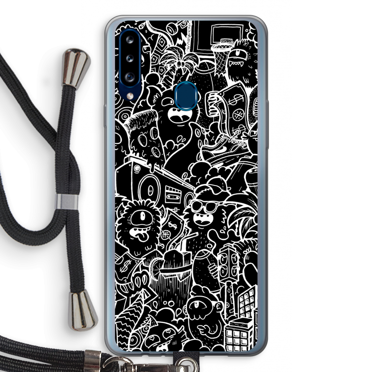 Vexx Black City : Samsung Galaxy A20s Transparant Hoesje met koord