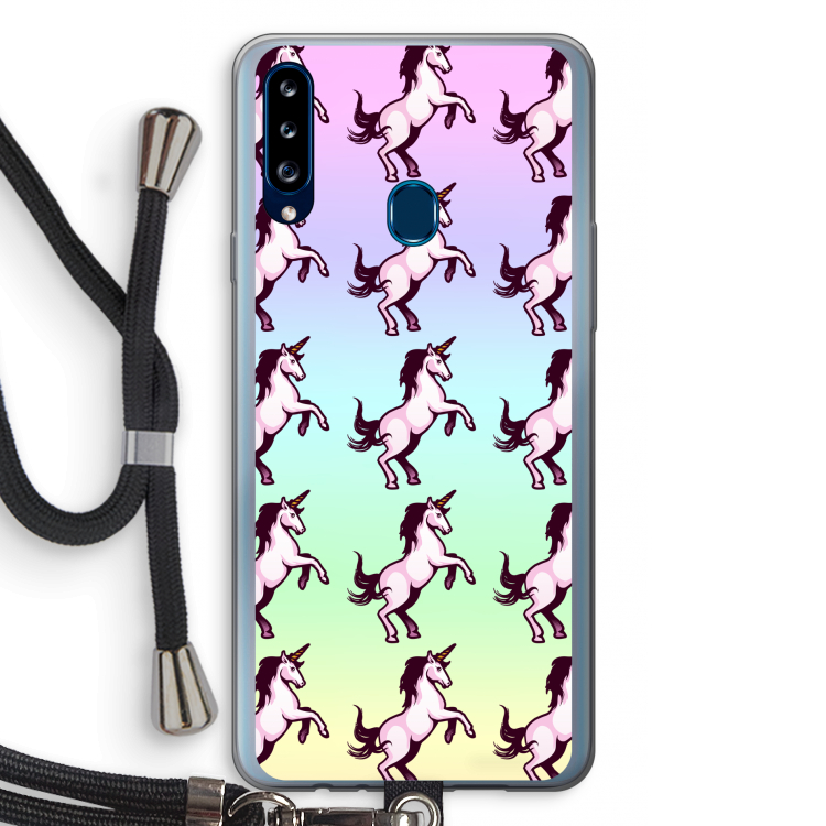 Musketon Unicorn: Samsung Galaxy A20s Transparant Hoesje met koord