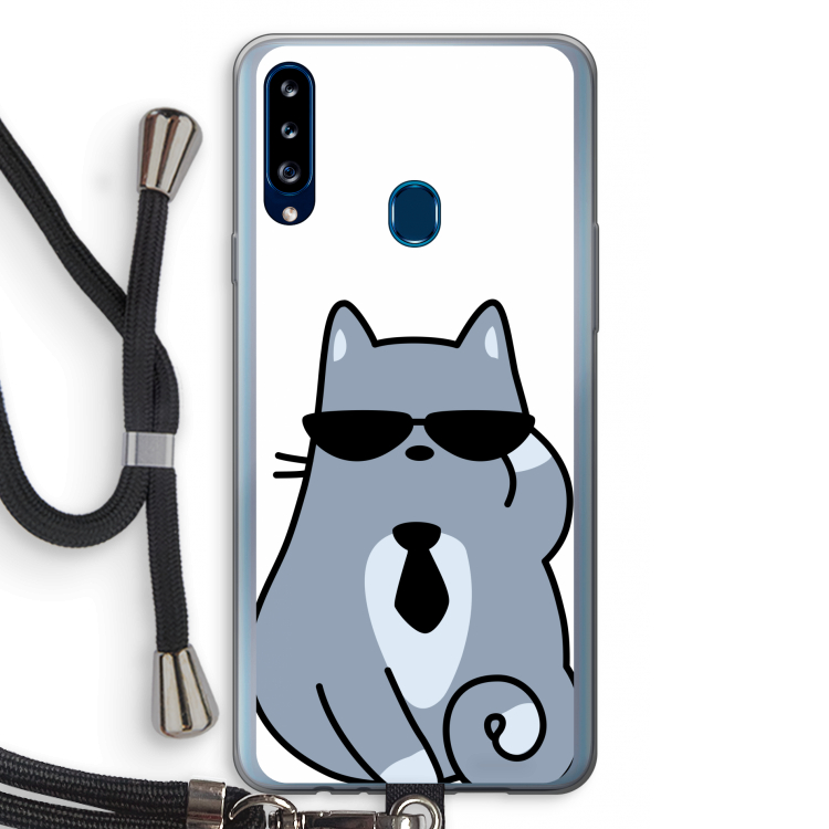 Cool cat: Samsung Galaxy A20s Transparant Hoesje met koord
