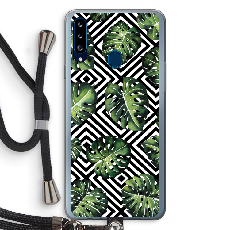 Geometrische jungle: Samsung Galaxy A20s Transparant Hoesje met koord