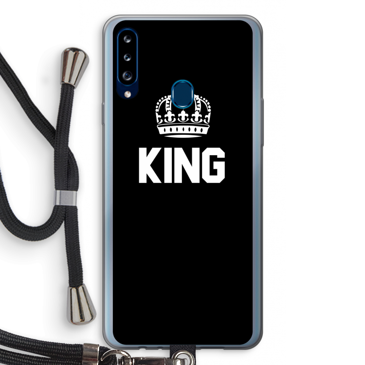 King zwart: Samsung Galaxy A20s Transparant Hoesje met koord