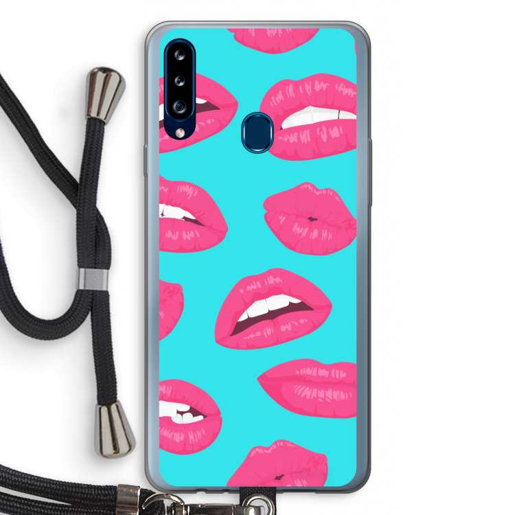 Bite my lip: Samsung Galaxy A20s Transparant Hoesje met koord