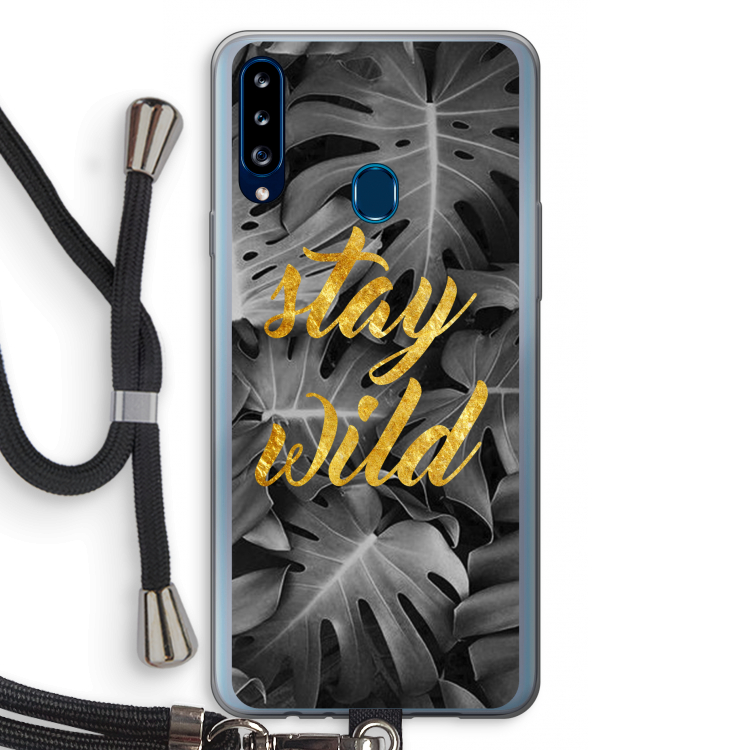 Stay wild: Samsung Galaxy A20s Transparant Hoesje met koord