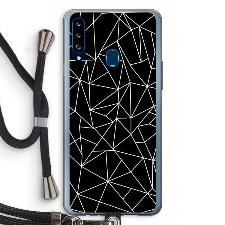 Geometrische lijnen wit: Samsung Galaxy A20s Transparant Hoesje met koord