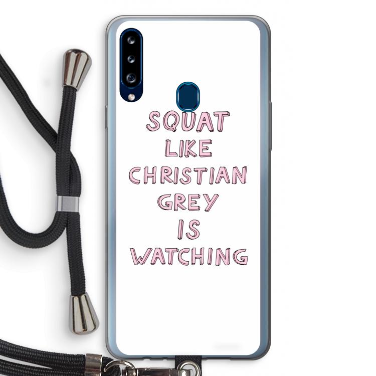 Christian Grey: Samsung Galaxy A20s Transparant Hoesje met koord