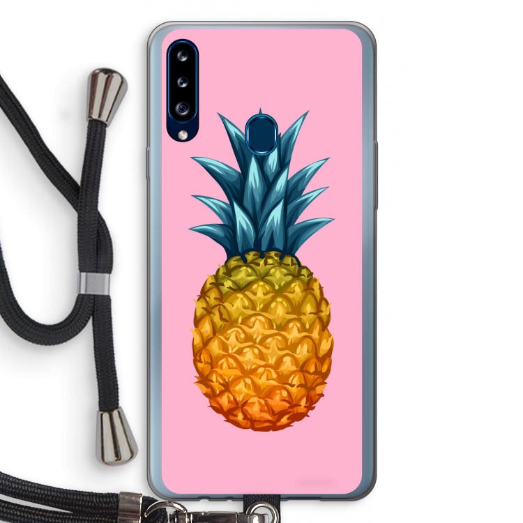 Grote ananas: Samsung Galaxy A20s Transparant Hoesje met koord